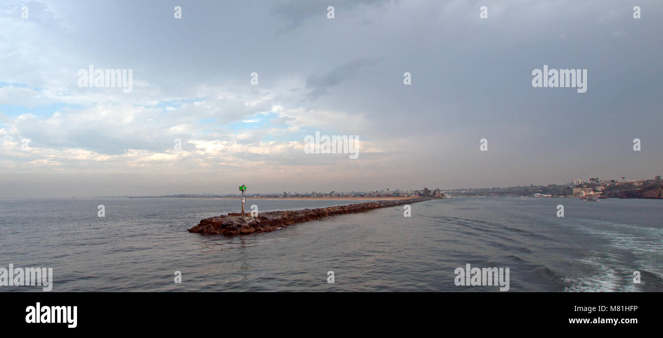 Newport Beach breakwater jetty "the Wedge" in southern California