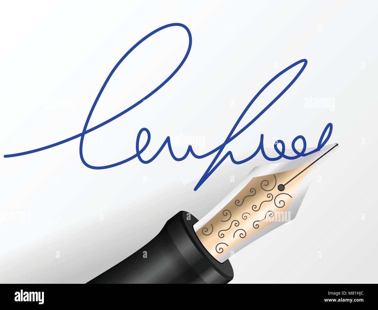 Fountain pen and signature on a sheet Stock Vector Image & Art Alamy