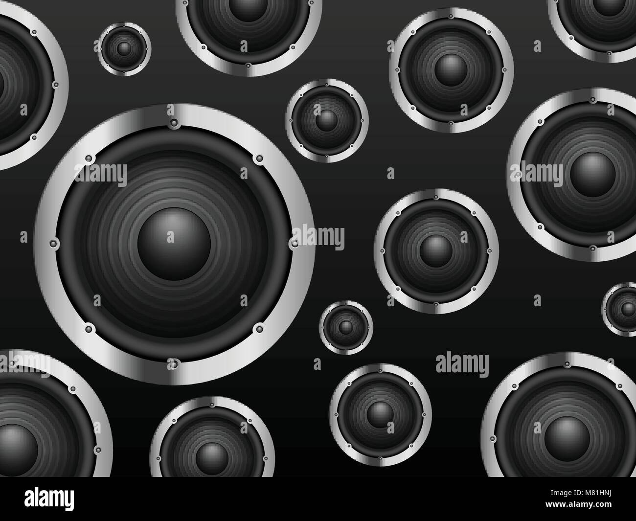 Sound speakers on a black background. Vector illustration Stock Vector
