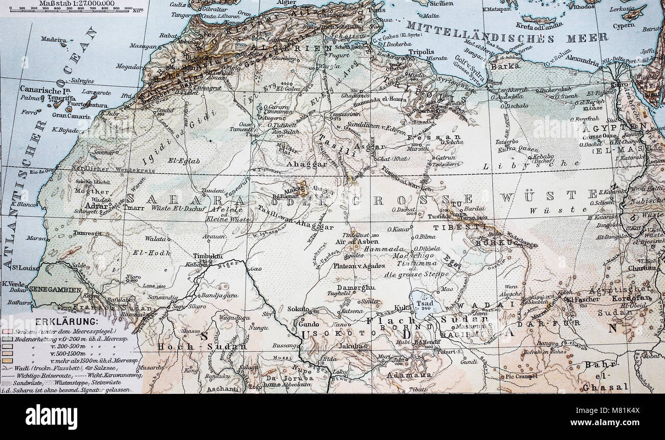 Map From The Year 1892 The Sahara Desert Africa Digital Improved Reproduction Of An Original Print From The Year 1895 Stock Photo Alamy