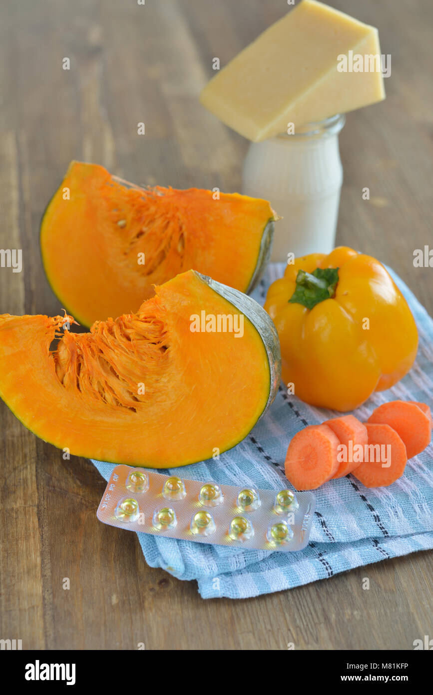 Natural and artificial sources of Vitamin A Stock Photo Alamy