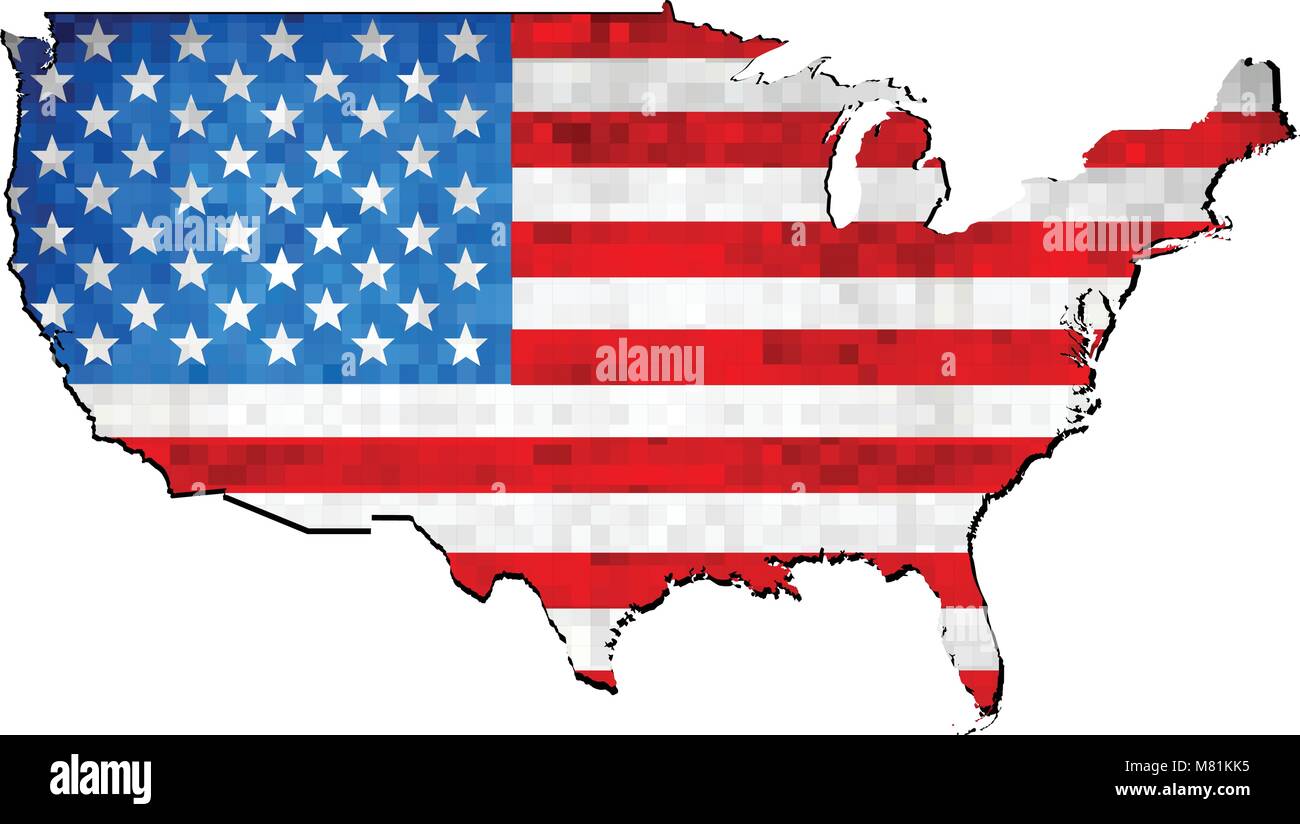 Grunge USA map with flag inside - Illustration, Map of USA vector ...