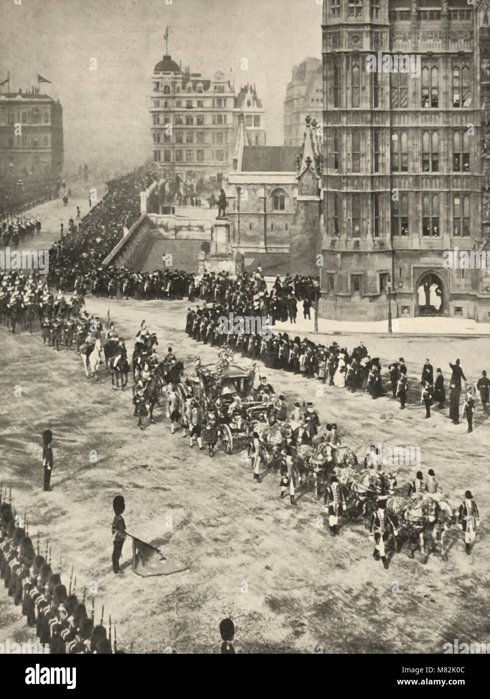 King Edward VII on his way to open Parliament, circa 1905 Stock Photo