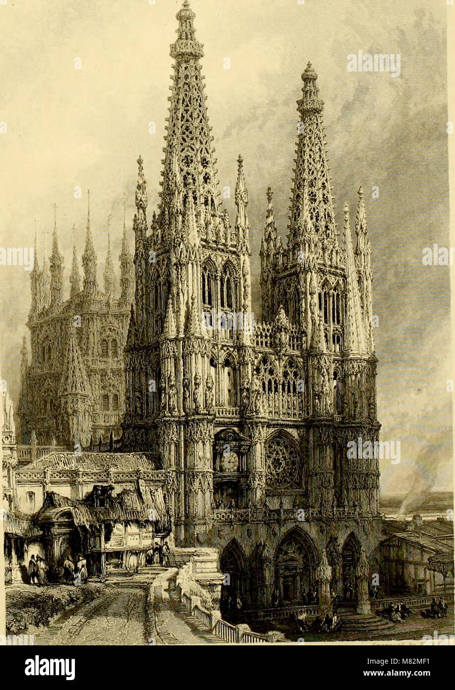 Cathedral of Burgos in 1838 Stock Photo
