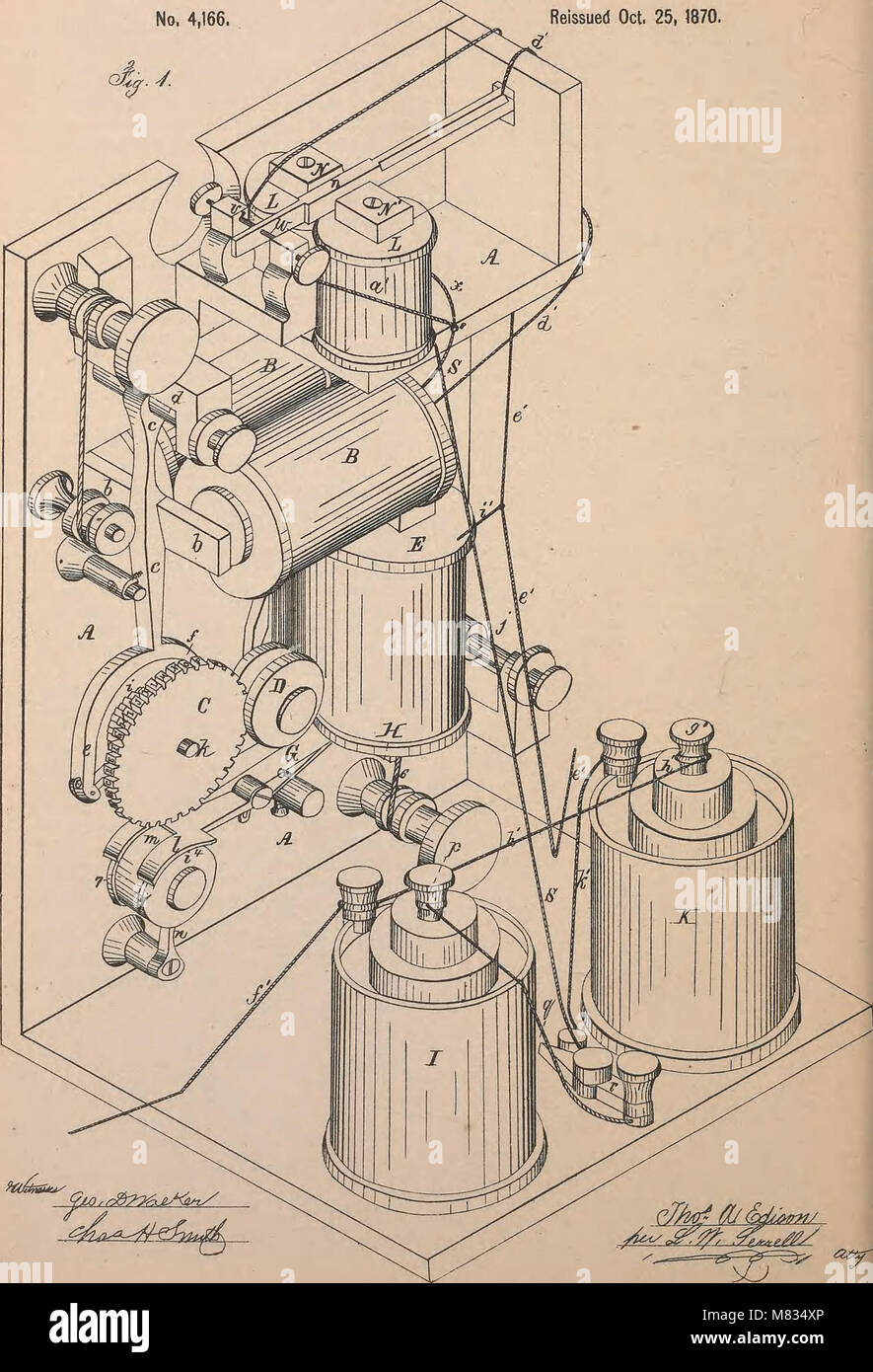 This collection showcases U.S. patents granted to Thomas A. Edison between 1869 and 1884. It highlights his numerous inventions, focusing on electrical technology, phonographs, and innovations that revolutionized the industry. Stock Photo