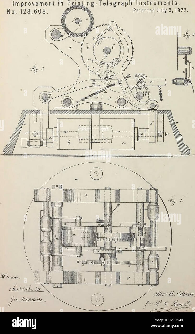This collection compiles U.S. patents granted to Thomas A. Edison between 1869 and 1884. It showcases his numerous inventions, including those related to electric light, phonographs, and other groundbreaking technologies. Stock Photo