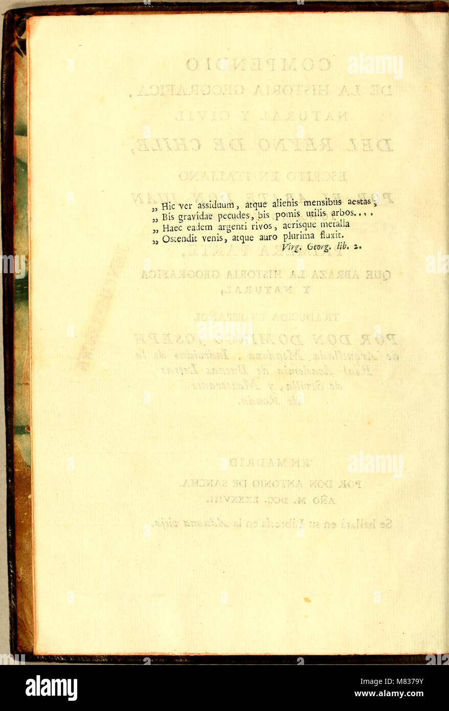 Compendio de la historia geografica, natural y civil del reyno de Chile, (1788) (20483911089) Stock Photo