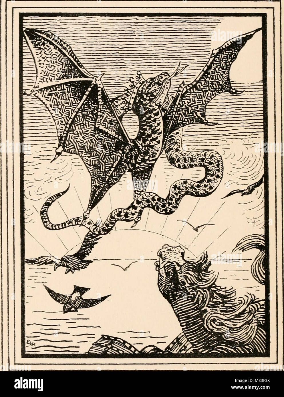 Cossack fairy tales and folk-tales . ith his huge broadsword, a full fathom  long,which the Lord had given him, and chopped off allthe Dragons six  heads, and the rock fell upon theDragons