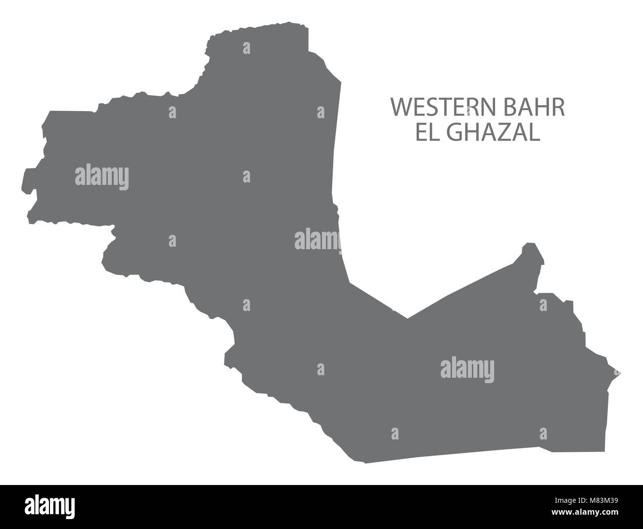 Western Bahr el Ghazal map of South Sudan grey illustration shape Stock Vector