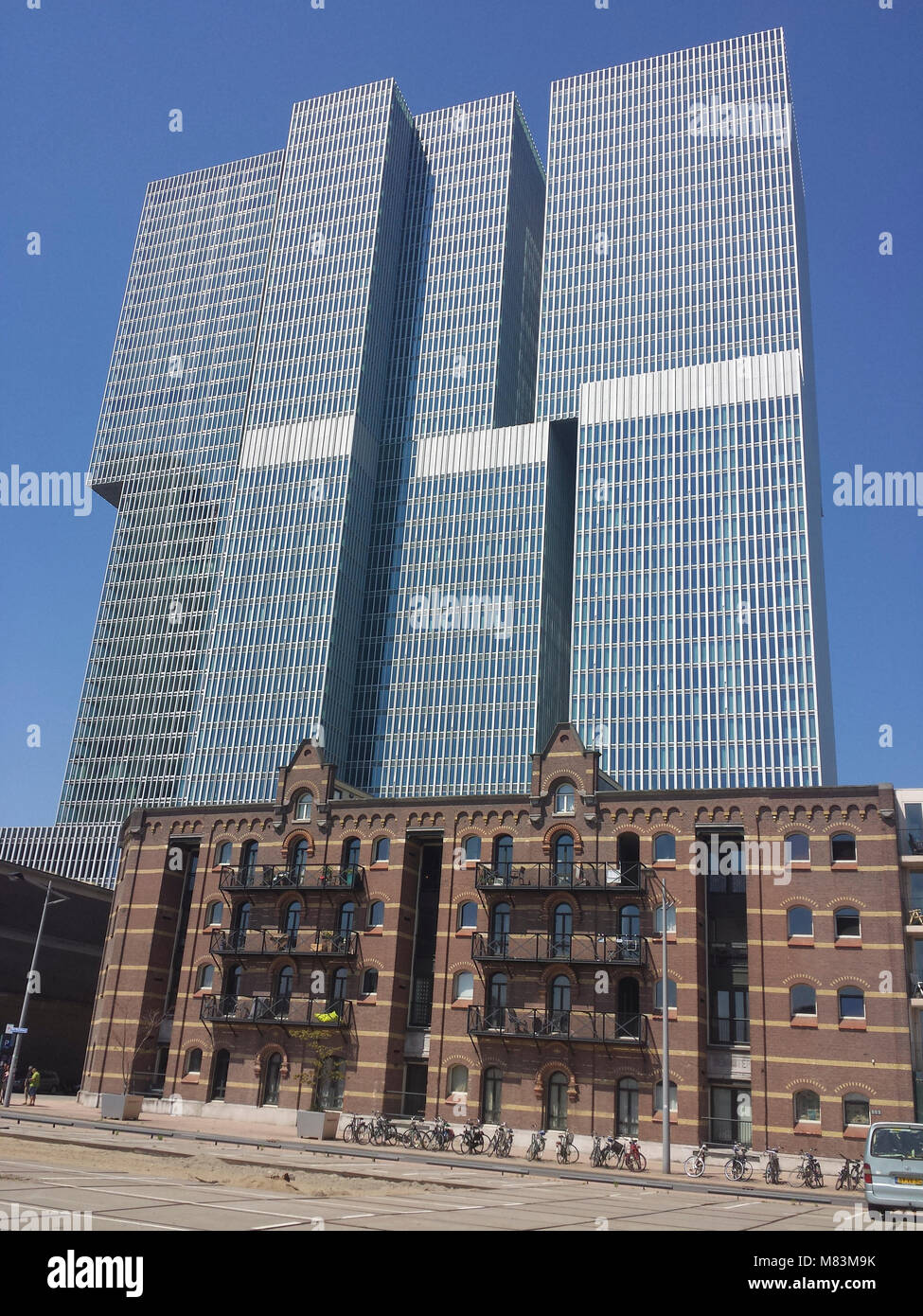 Exterior of modern skyscraper, Rotterdam, Zuid Holland, Netherlands Stock Photo