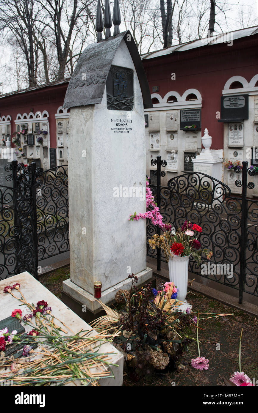 Anton Chekhov grave at Novodevichy Cemetery, Moscow, Russia Stock Photo