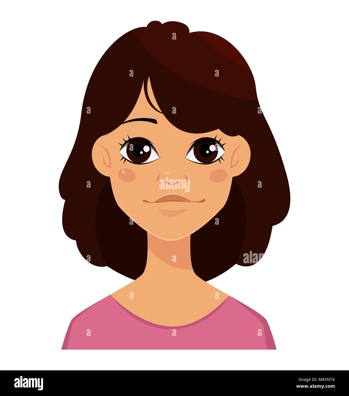 Face expression of a cute woman, calm, neutral. Female emotion. Attractive  cartoon character. Vector illustration isolated on white background Stock  Vector Image & Art - Alamy