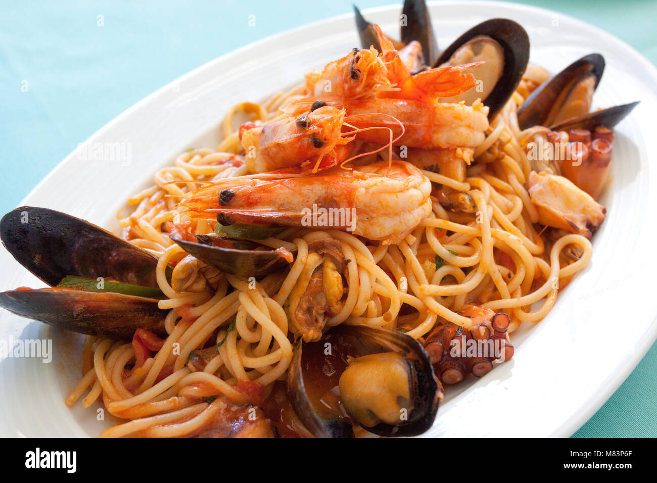 Spagetty Seafood Meal Stock Photo