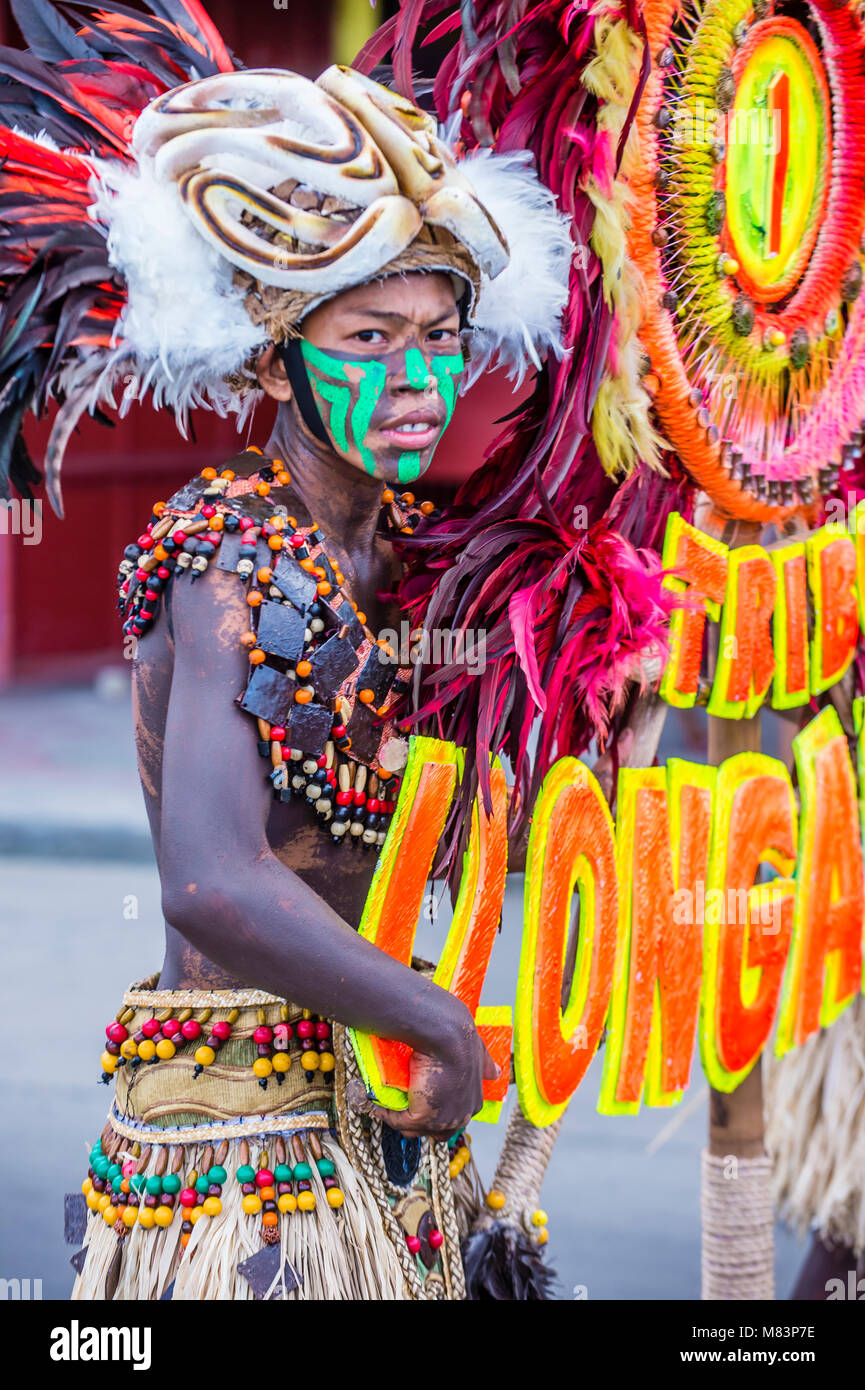 Participant in the Dinagyang Festival in Iloilo Philippines Stock Photo