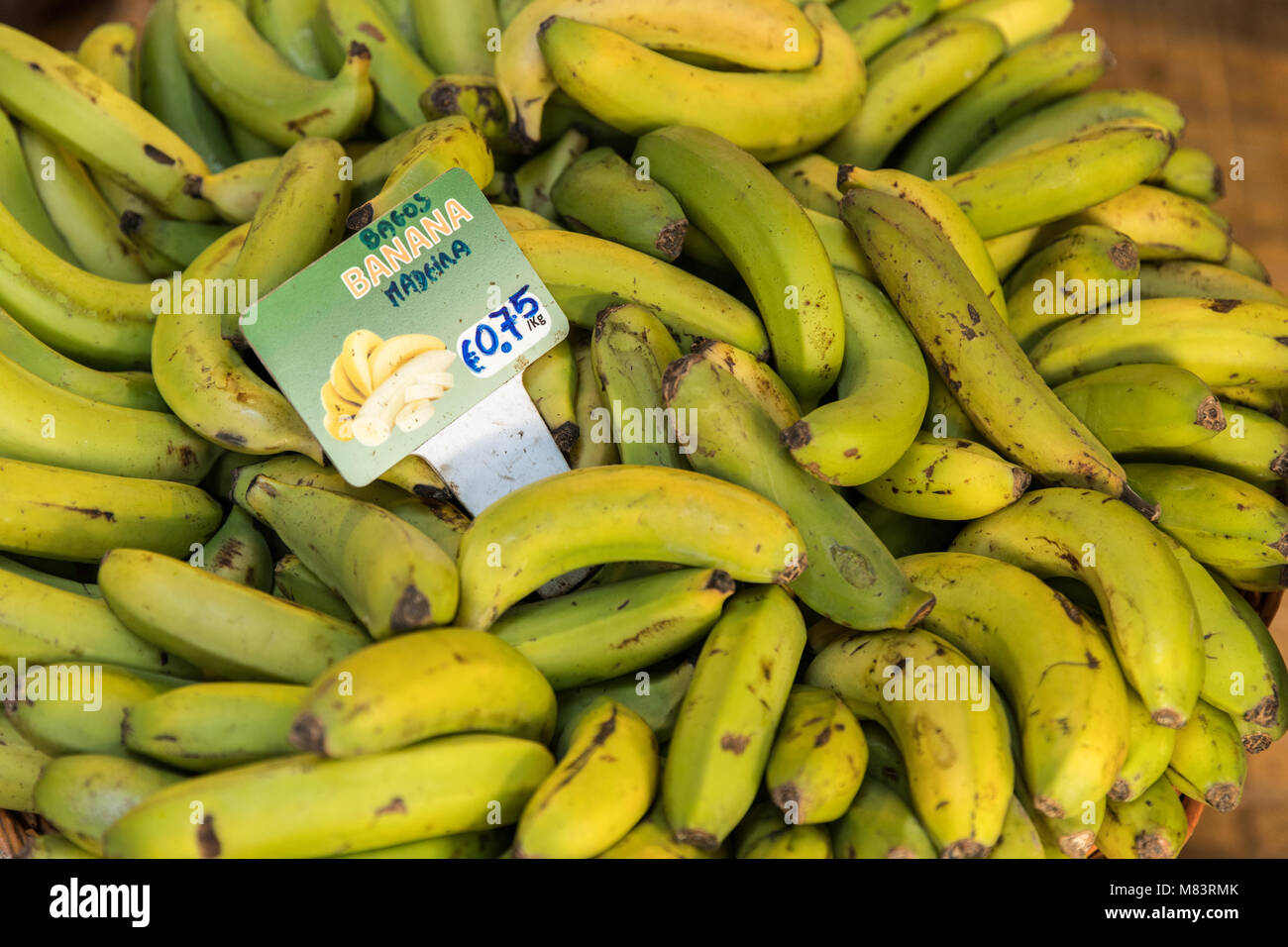 Bananas in a farmers market in Portugal Stock Photo Alamy