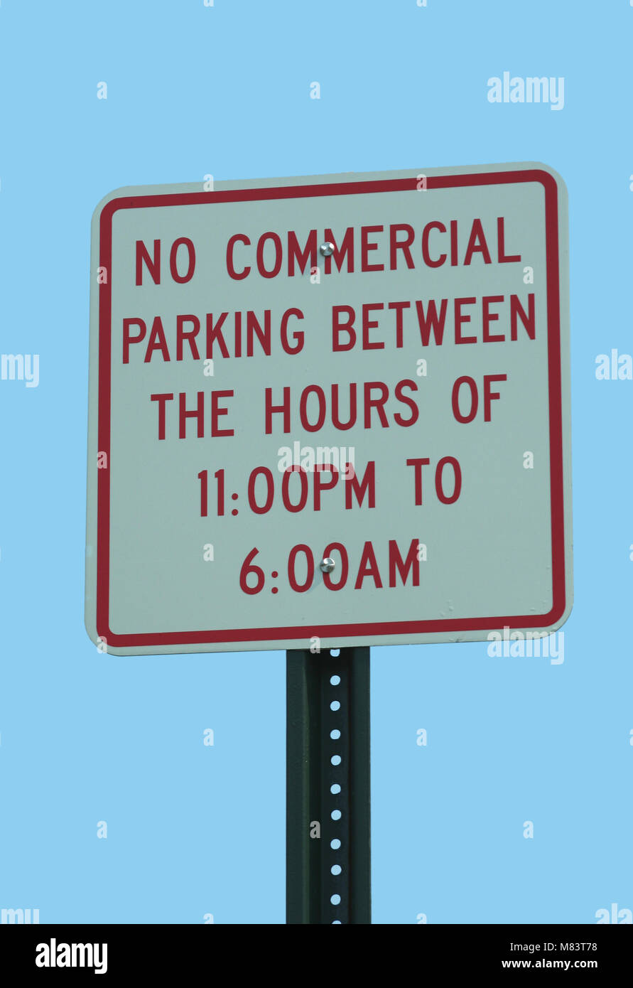 No commercial Parking Sign against blue sky Stock Photo - Alamy