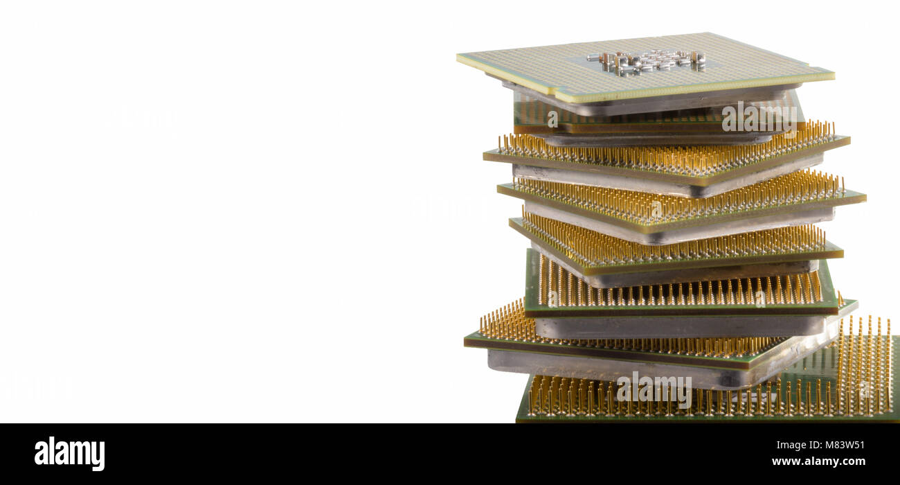 Microprocessors stacked one on the other - closeup and isolated Stock ...