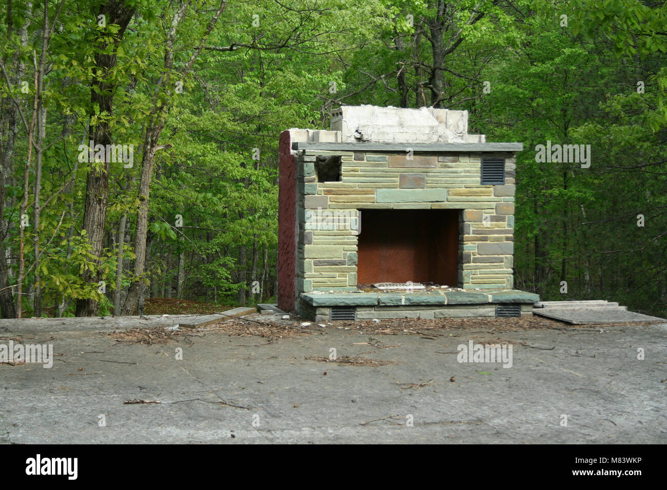 an iamge of a Abandoned Fireplace Stock Photo