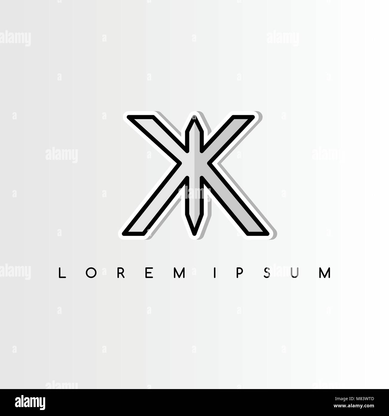 double k overlaping sign logo logotype vector art illustration Stock