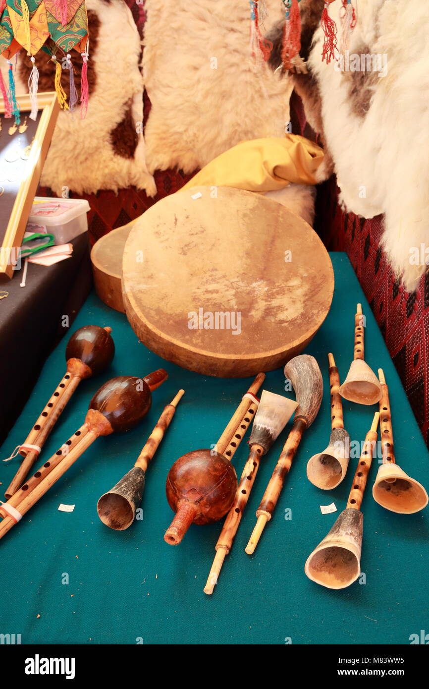 Old folkloric musical instruments Stock Photo