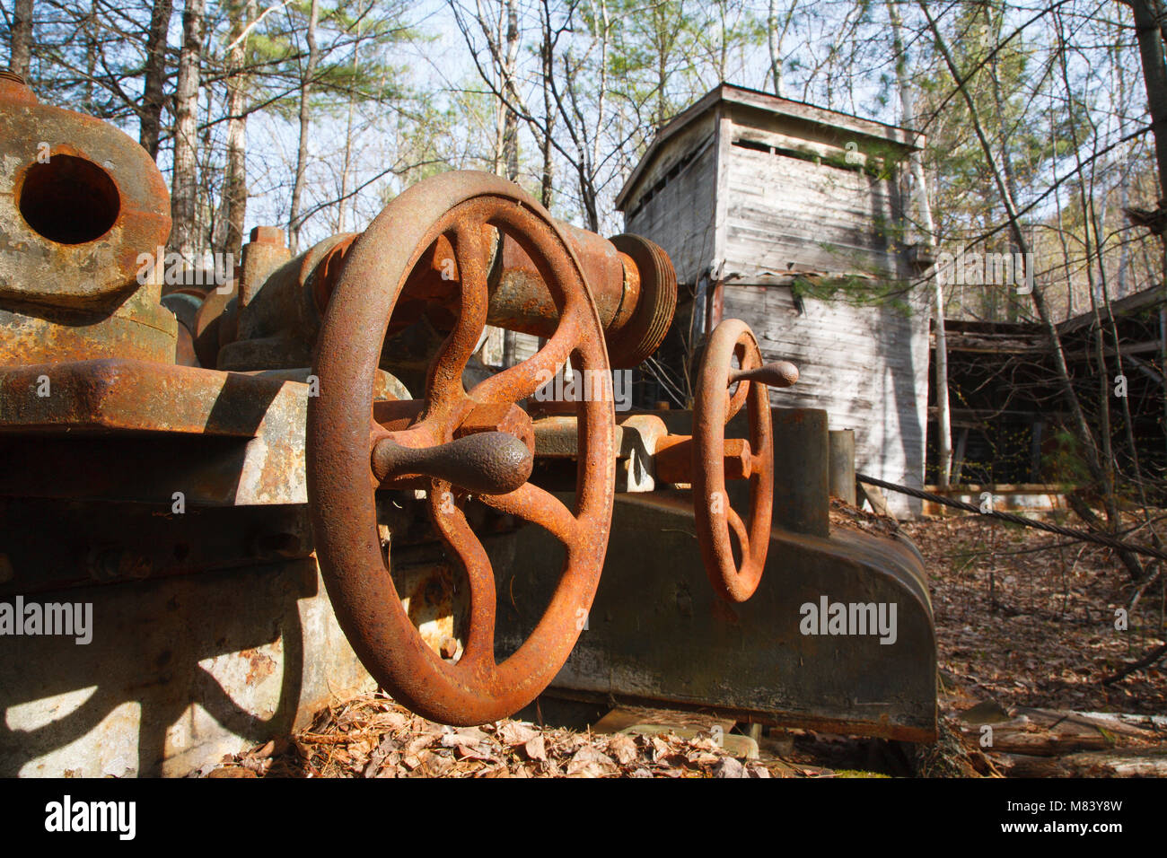 Machinery at the abandoned Redstone Granite quarry in Conway, New