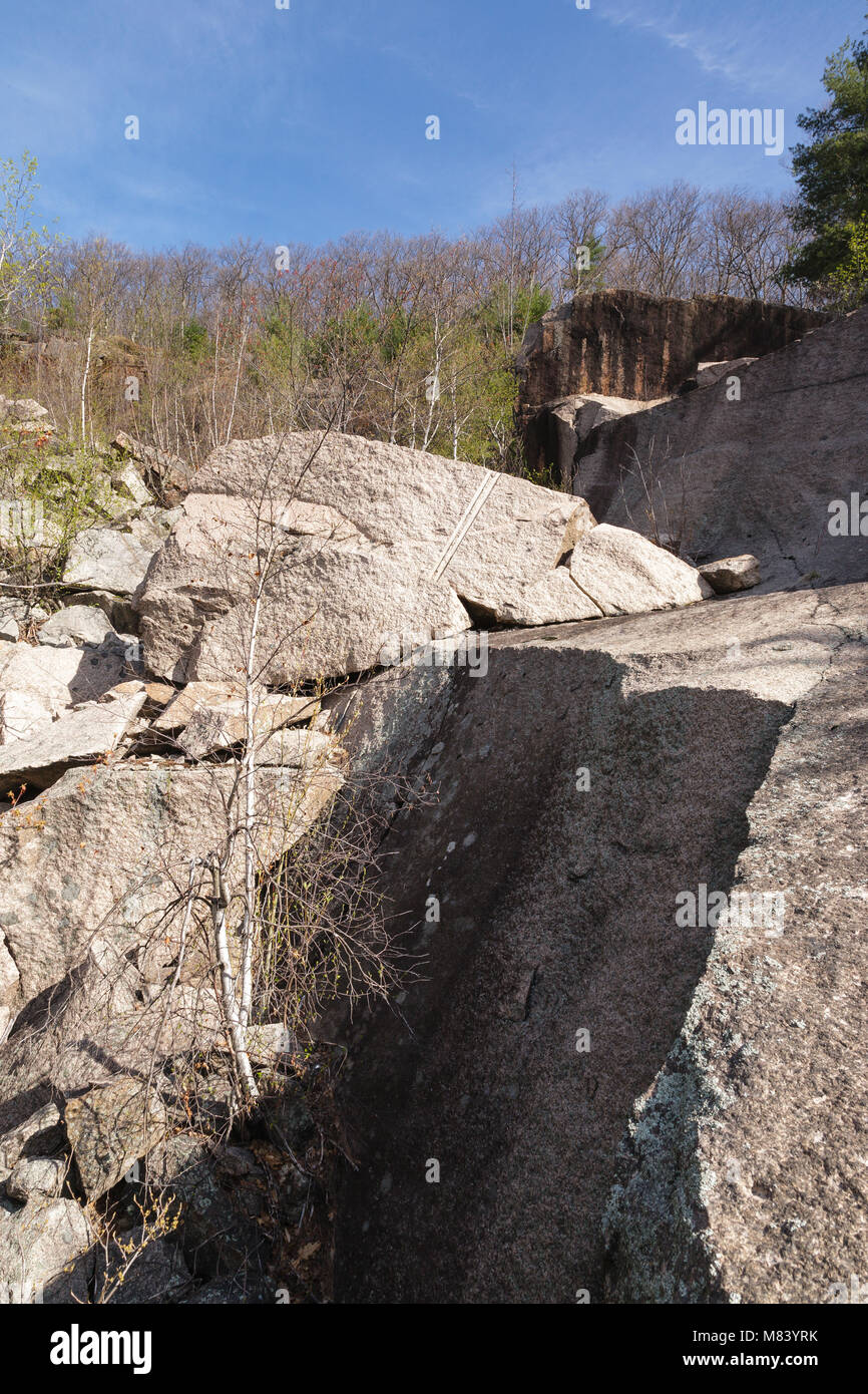 The abandoned Redstone Granite quarry in Conway, New Hampshire USA