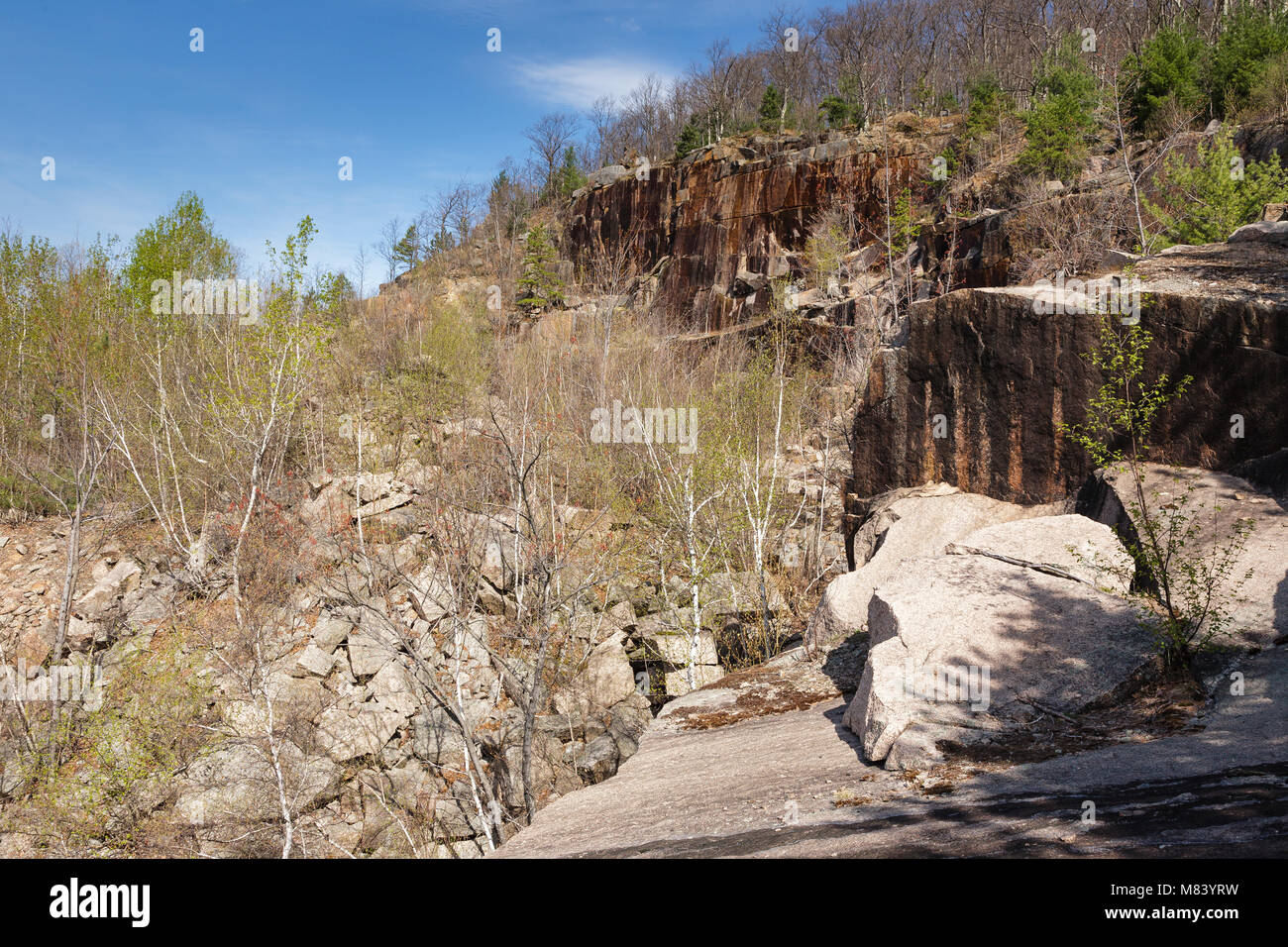 The abandoned Redstone Granite quarry in Conway, New Hampshire USA