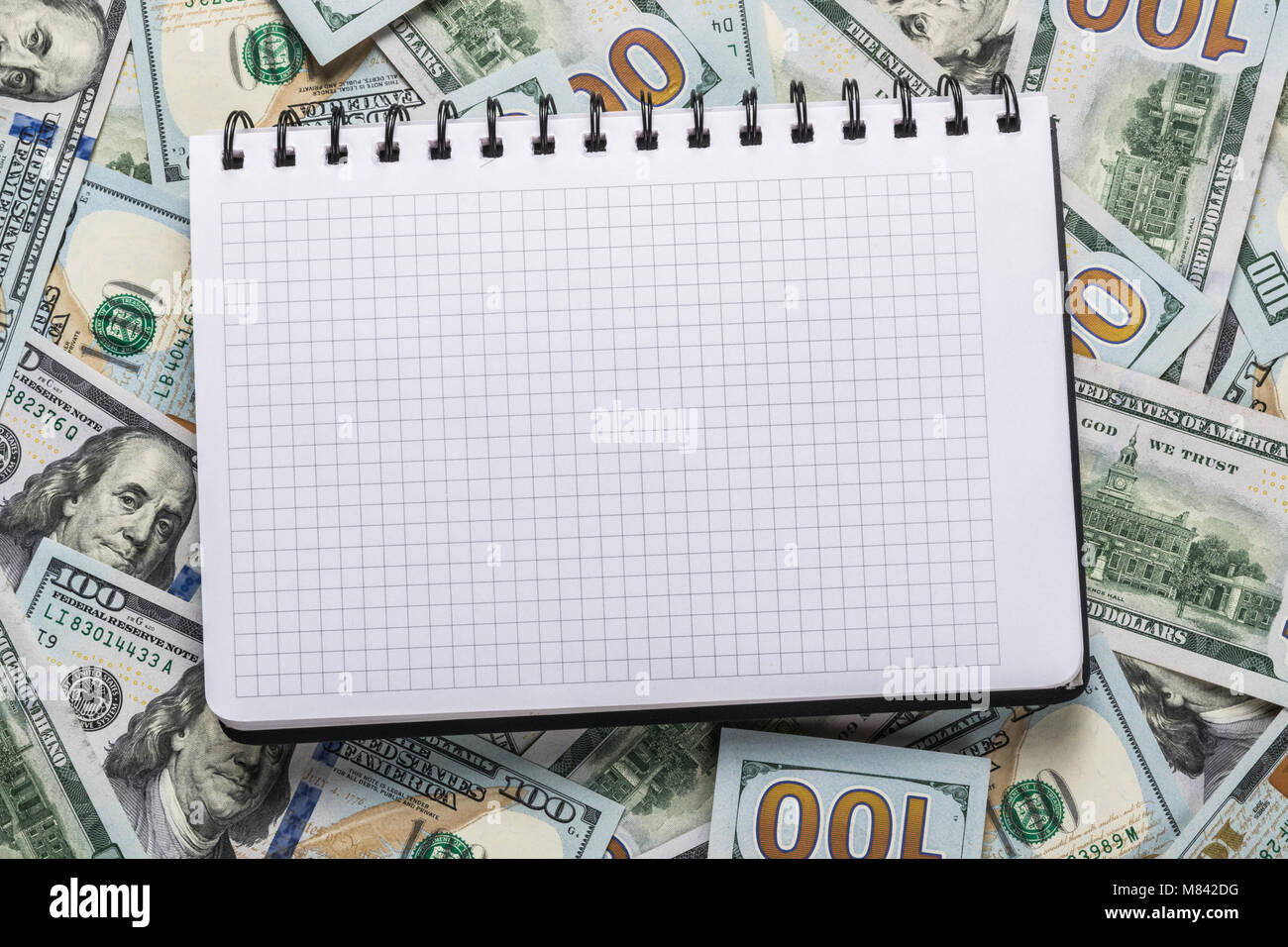Notebook For Notes Lying On Money Background Stock Photo Alamy