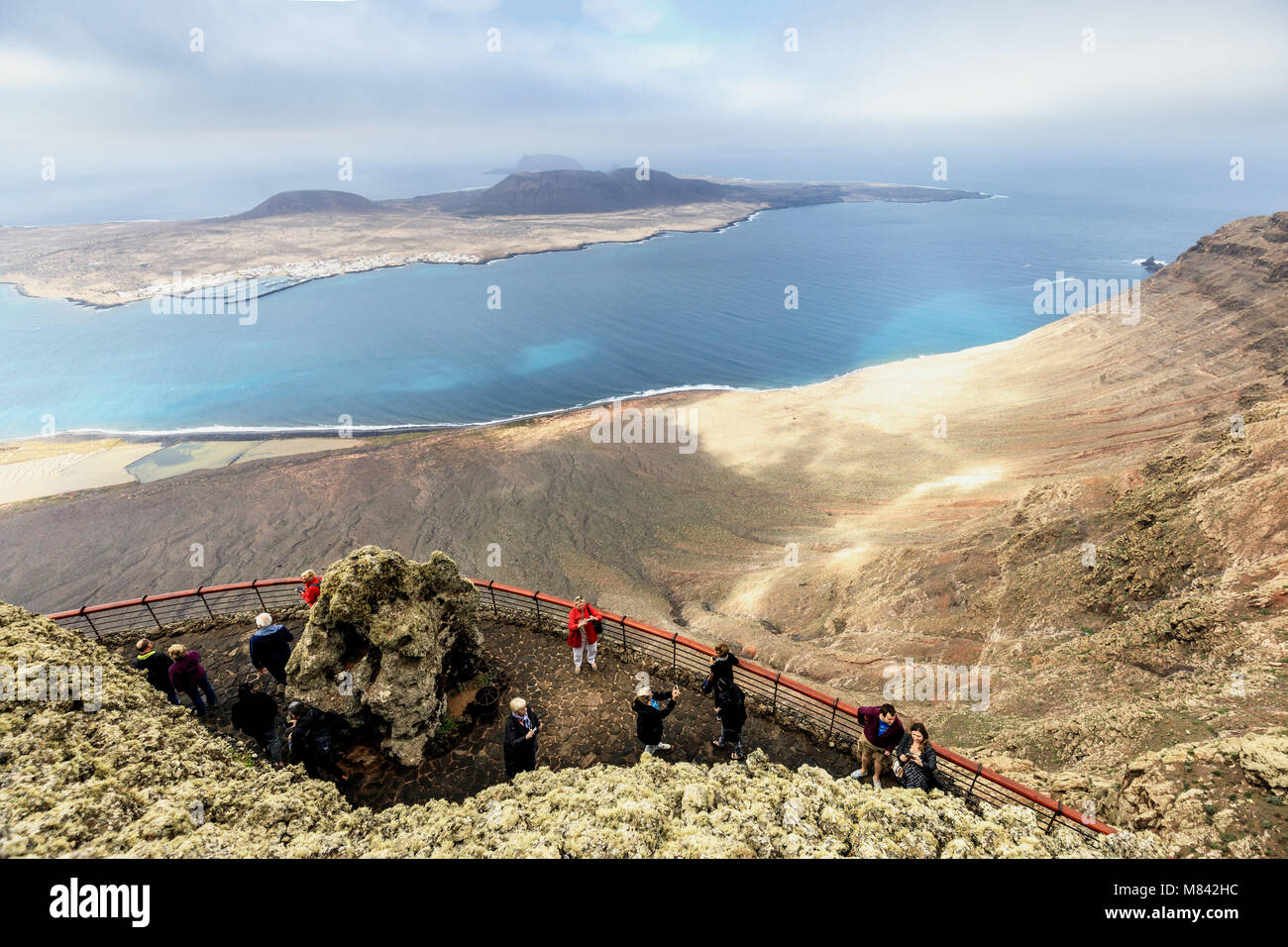 Mirador del Río is a viewpoint situated on an approximately 475 meters high  escarpment called Batería del Río on Lanzarote, Canary Islands, Spain Stock  Photo - Alamy