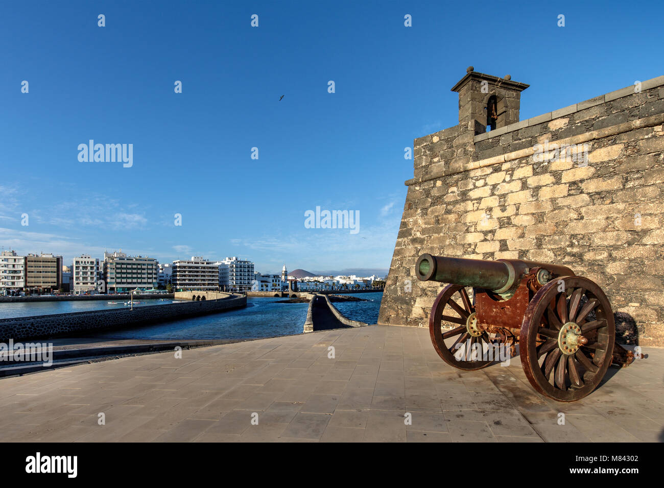 Cannon at the fortress Castillo de San Gabriel, Arrecife, Lanzarote island, Canary islands, Spain, Europe Stock Photo