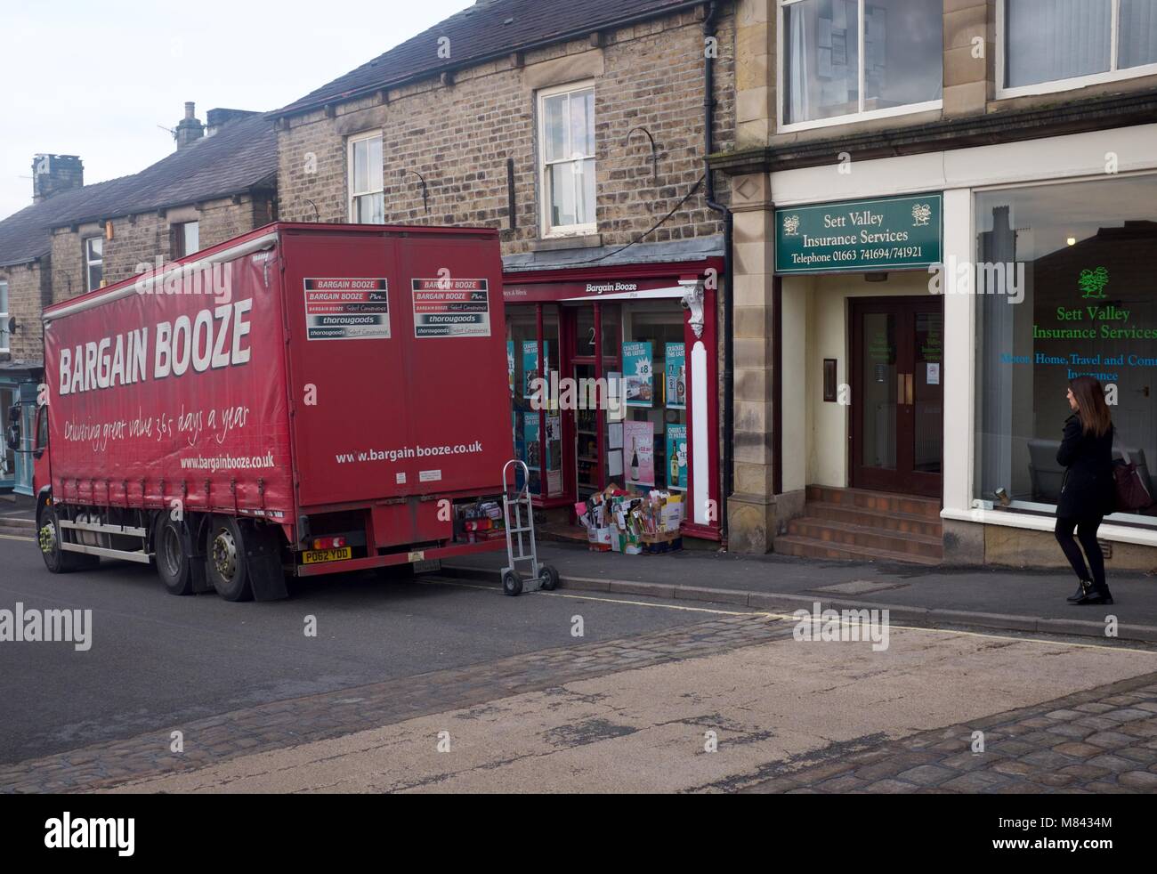 A delivery is made to Bargain Booze on Market Street in New Mills