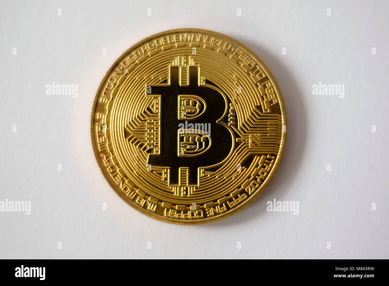 Bitcoin token coin cut out isolated on white background Stock Photo