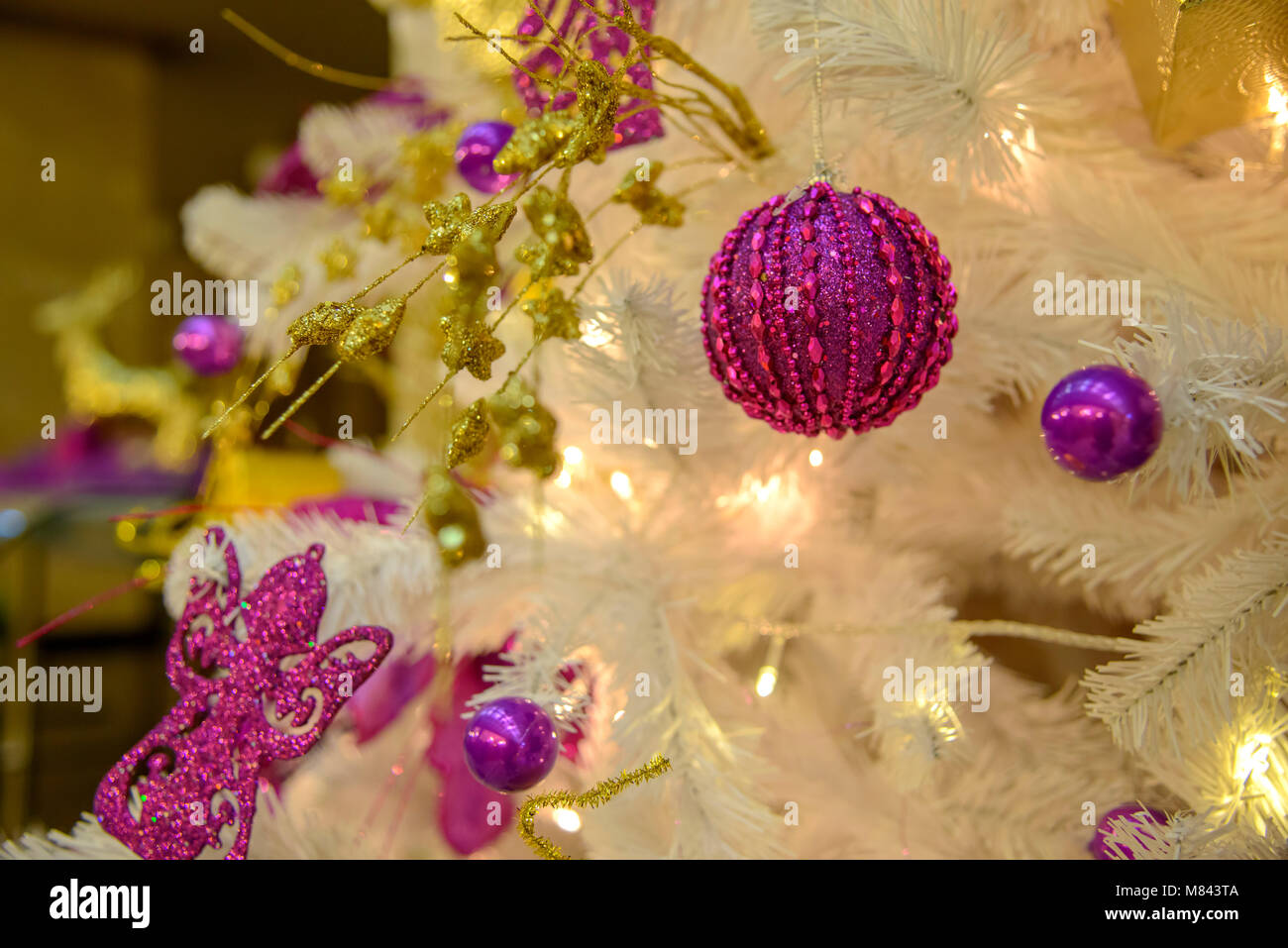 Christmas tree with colorful baubles and other decorations Stock Photo ...
