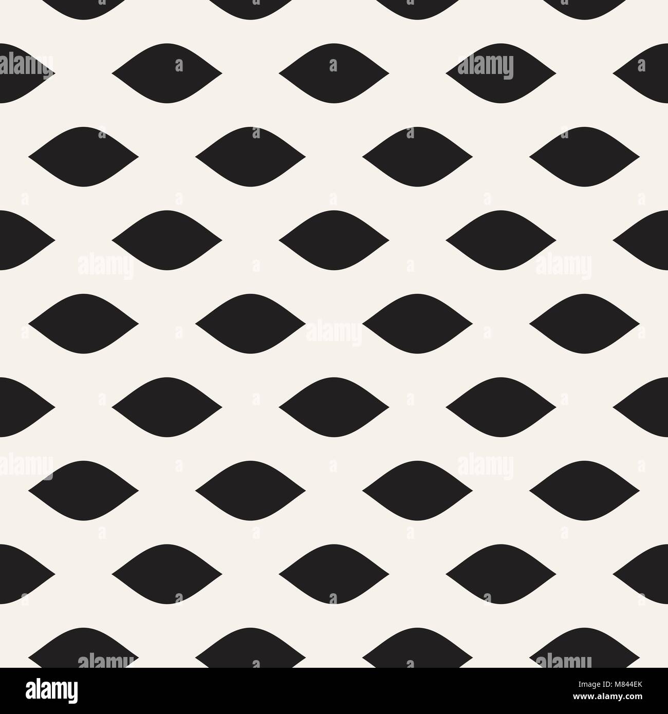 Vector Seamless Black and White Hand Drawn Wavy Lines Pattern Stock ...