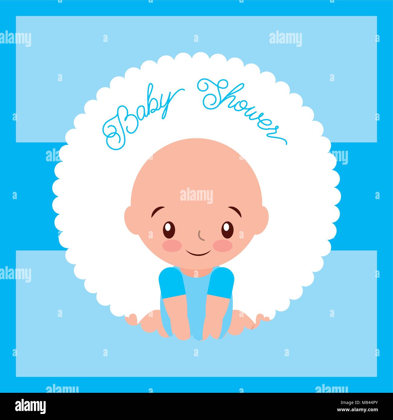 cute little boy baby shower greeting card vector illustration Stock ...
