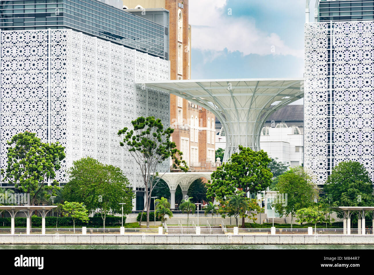 Cyberjaya, Selangor, Malaysia, 02/23/2018: Detail of modern oriental architecture Kompleks Islam Putrajaya. Stock Photo
