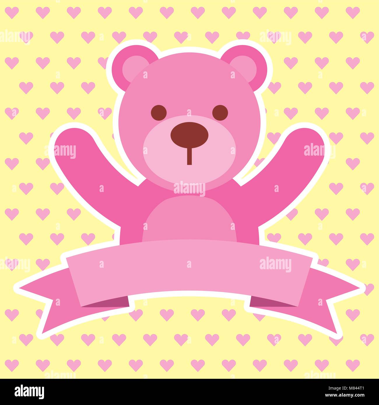 baby shower card cute pink bear vector illustration Stock Vector Image ...