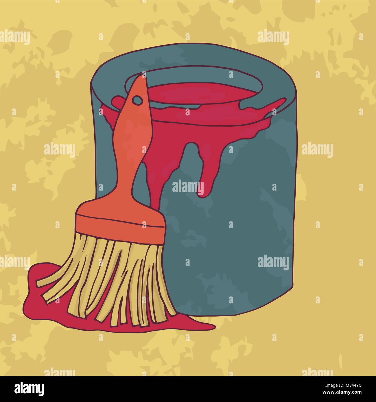 The paint for the repair with a brush. Red paint vector illustration ...