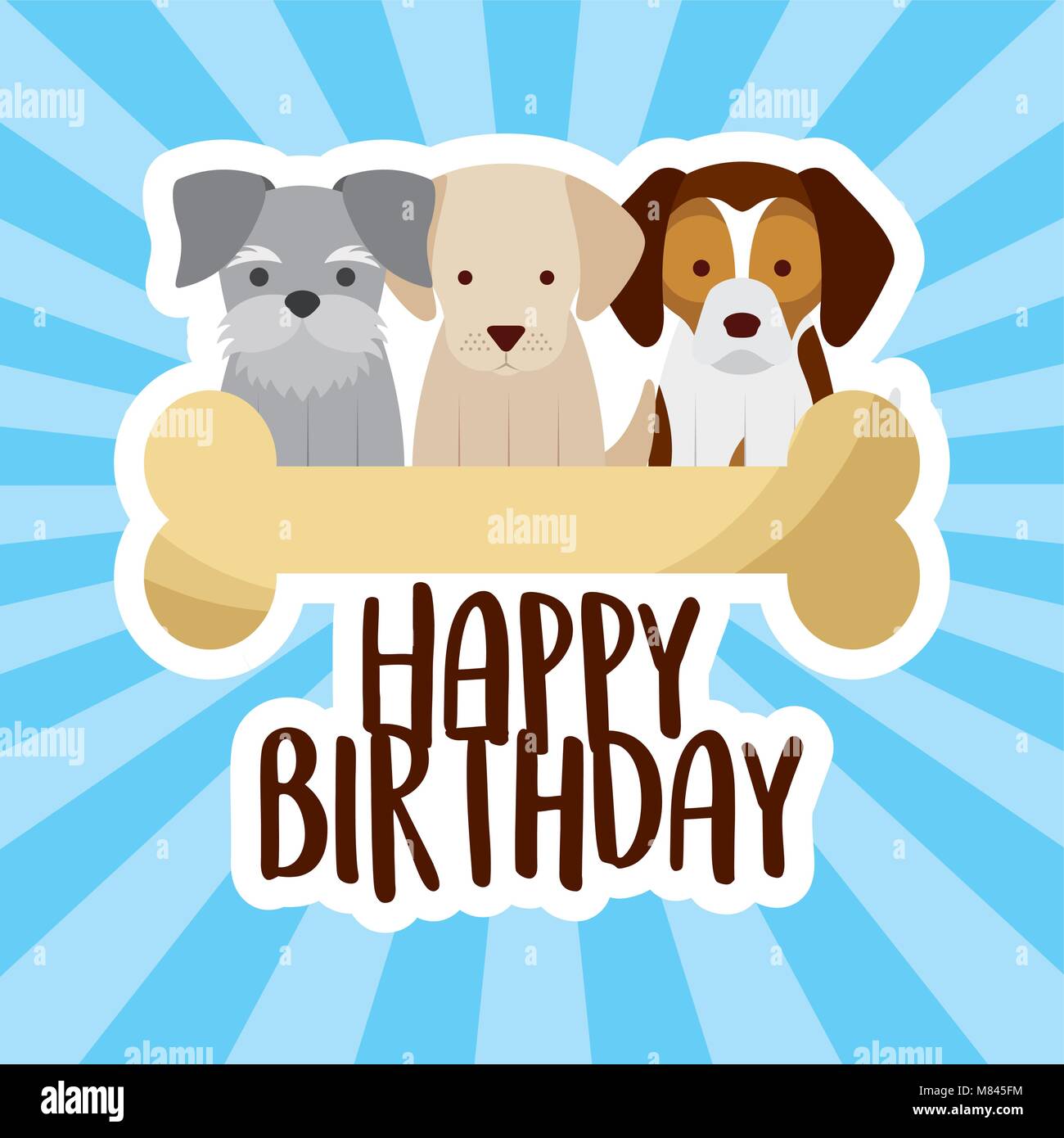 happy birthday card three dogs and bone vector illustration Stock Vector  Image & Art - Alamy