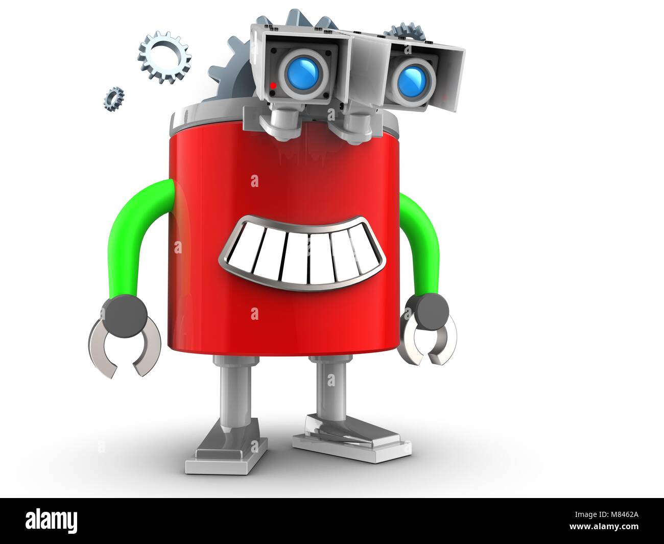3d illustration of robot with over white background Stock Photo - Alamy
