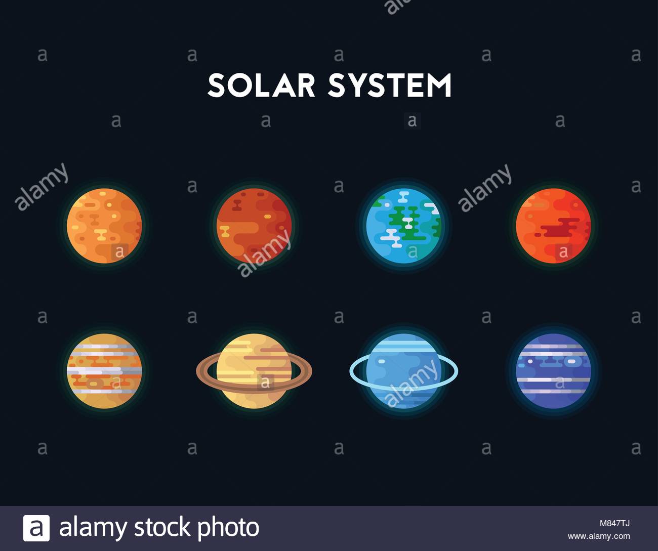 Set Of Flat Icons Solar System Design The Galaxy Vector