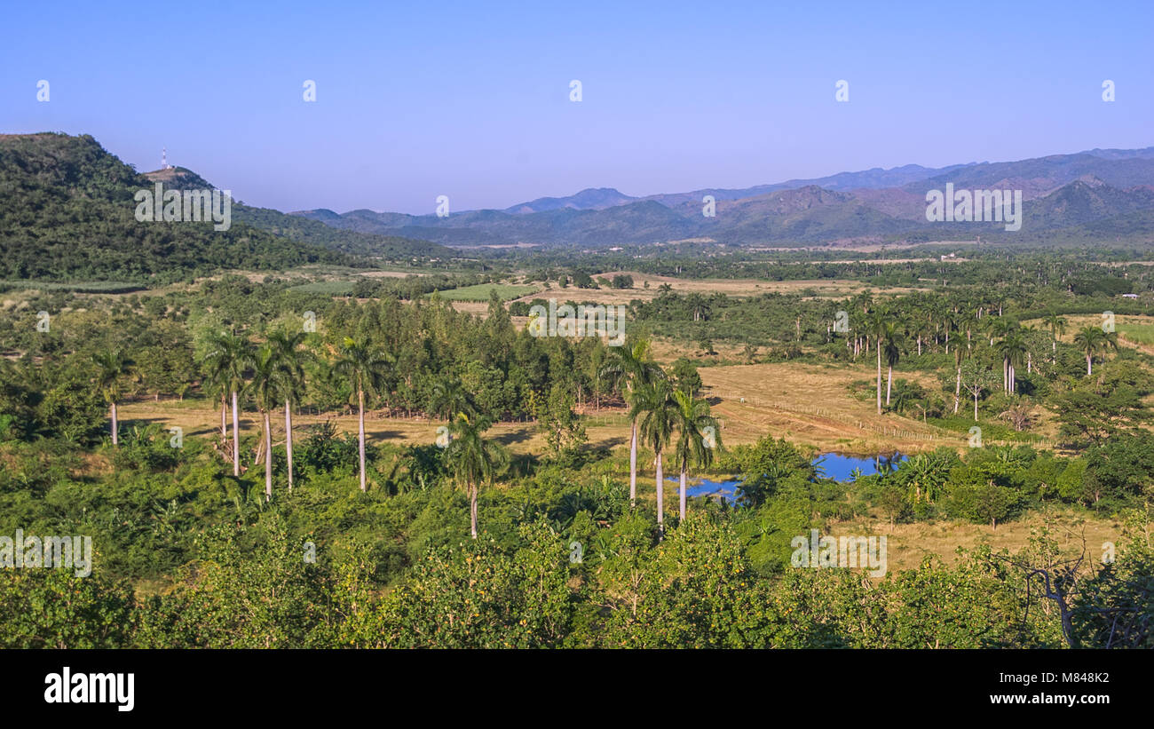View of the Valley-de-los Ingenios - The Valley of Sugar Cereal is protected as a World Heritage Site. Stock Photo