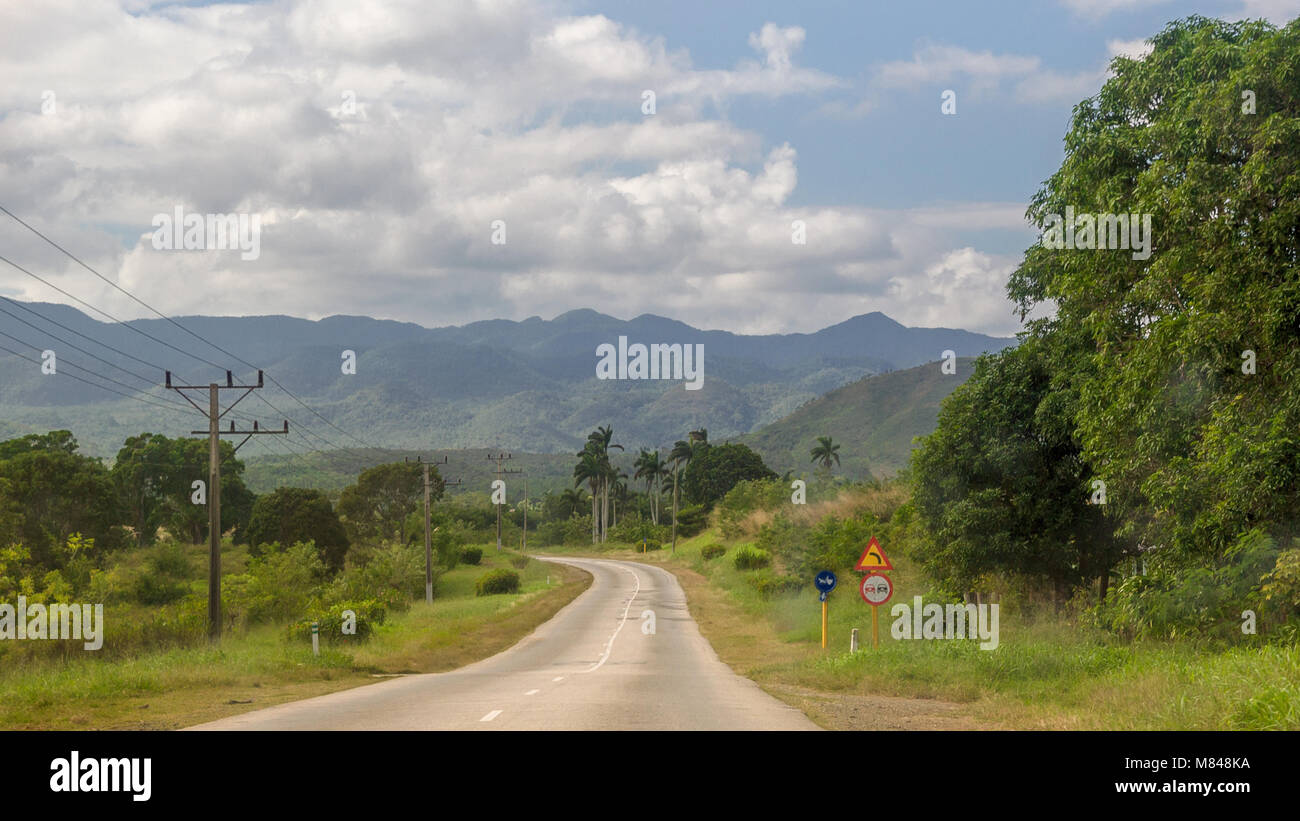 Road leading to the mountains near Trinidad, Cuba. Stock Photo