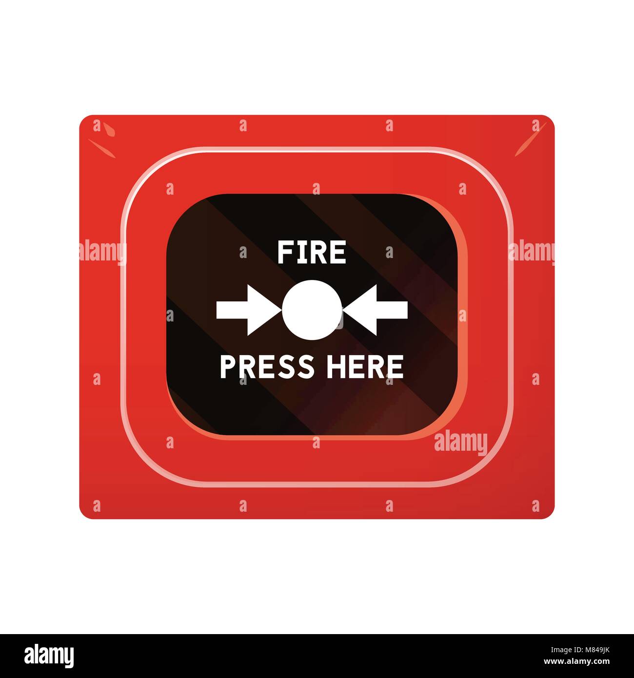 Red fire alarm box. Smoke detector vector illustration. Stock Vector