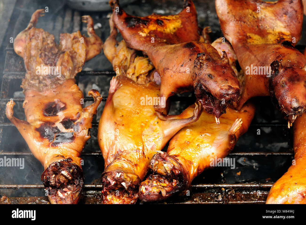Traditional delicious food of South America , Roasted Guinea Pig (cuy), Peru Stock Photo