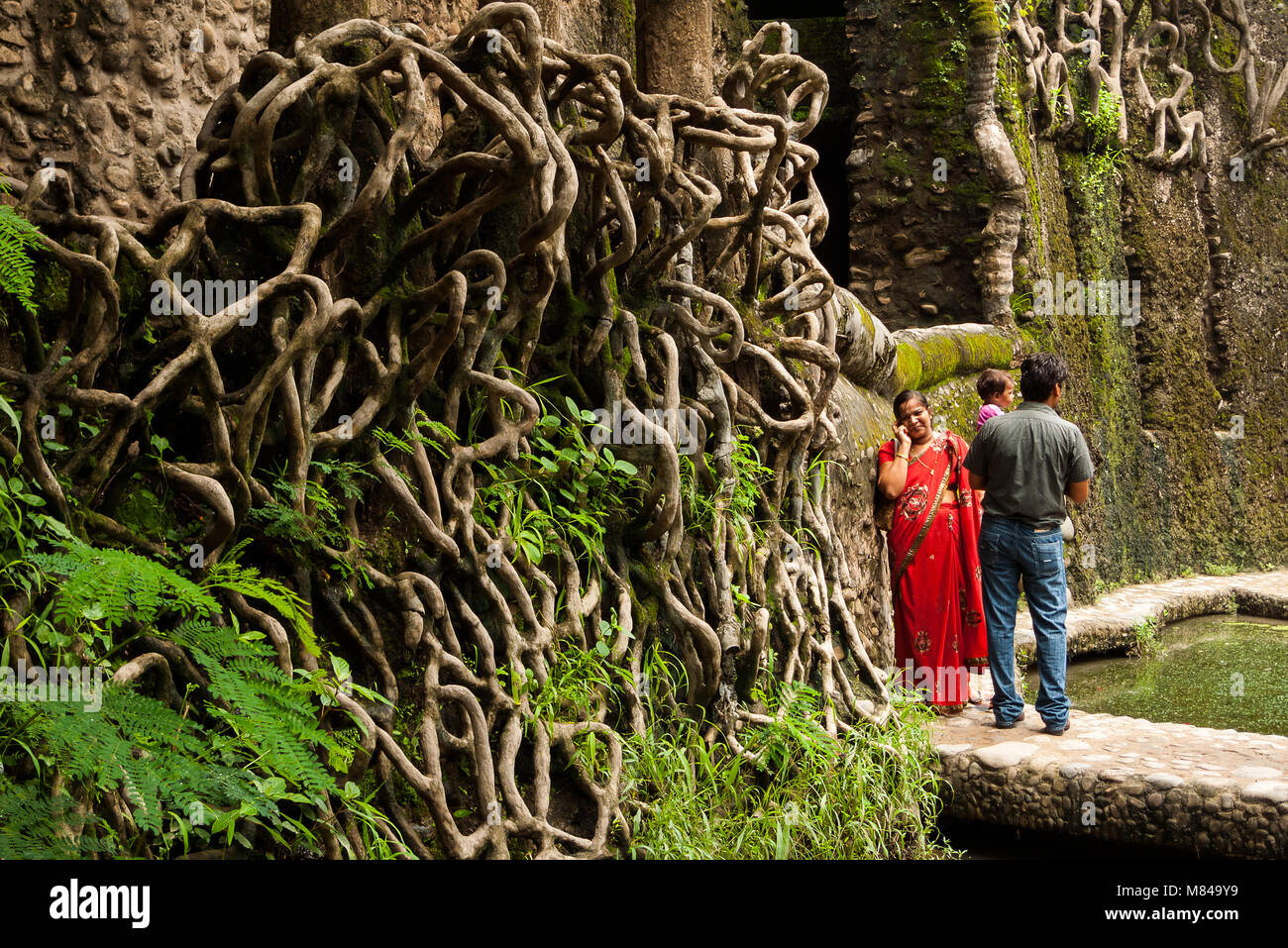 Chandigarh, India: The Rock Garden  is a sculpture garden in Chandigarh city, India. Stock Photo
