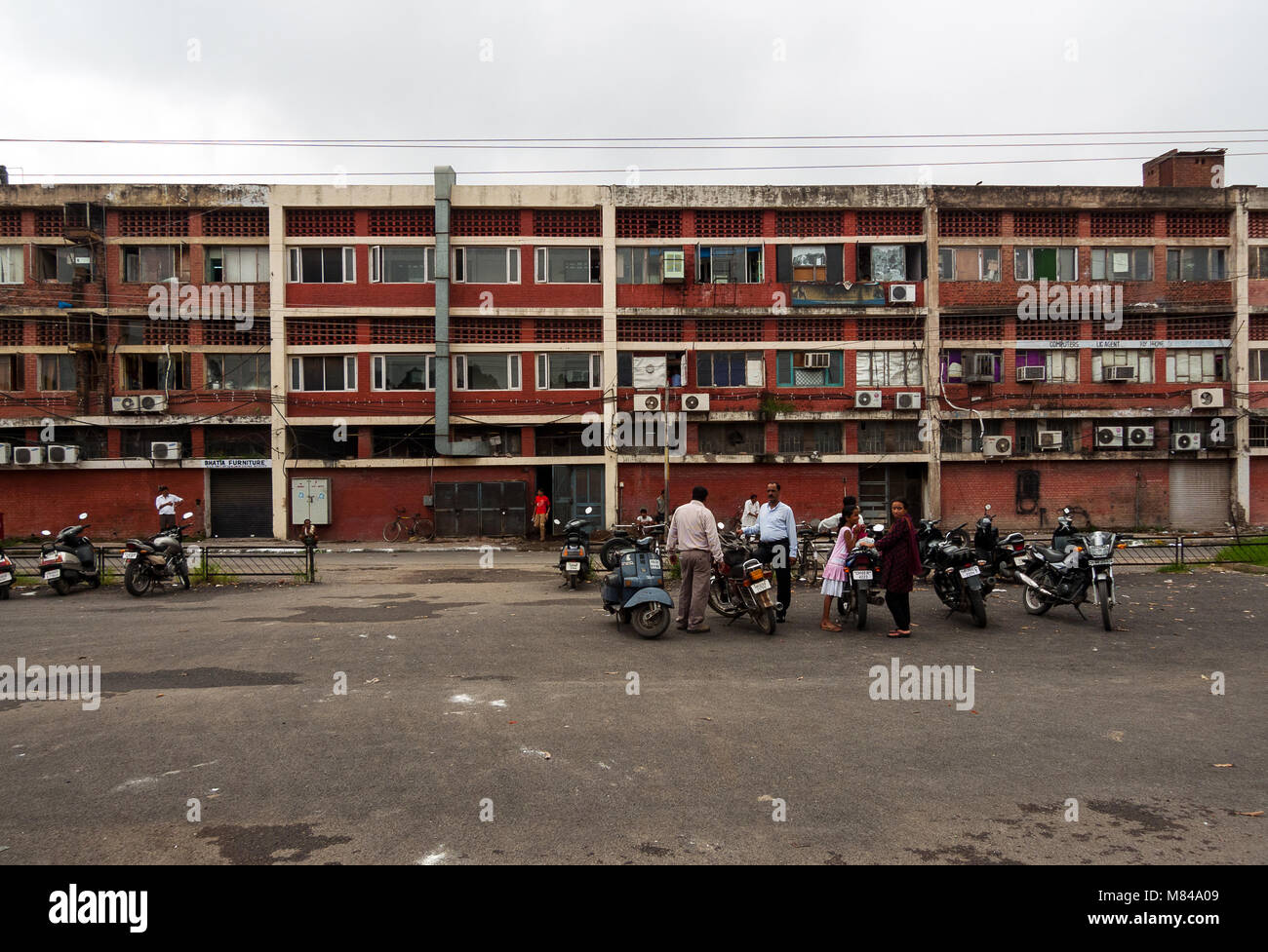 Chandigarh, India: backside of a building in a popular sector of Chandigarh. Stock Photo