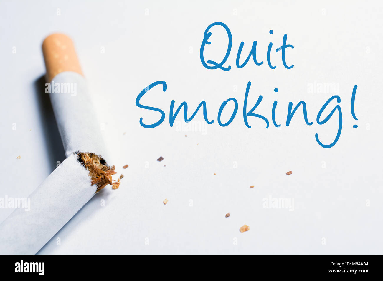Quit Smoking Reminder With Broken Cigarette In Whitebox Stock Photo Alamy