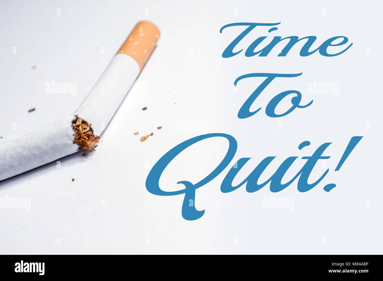 Time To Quit Smoking Reminder With Broken Cigarette In Whitebox Stock Photo 