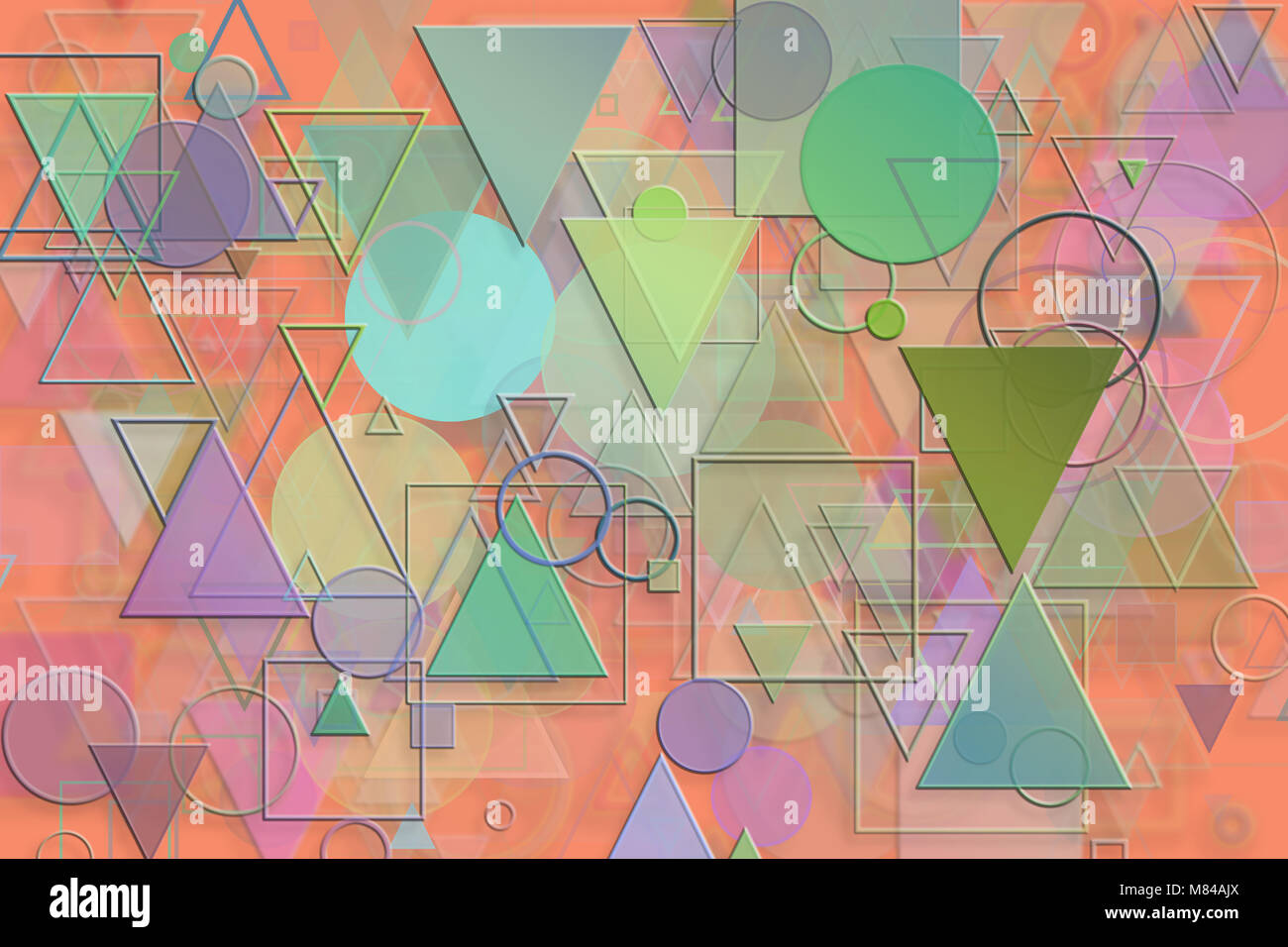 Abstract embossed & random circle, square, rectangle & triangle shape ...